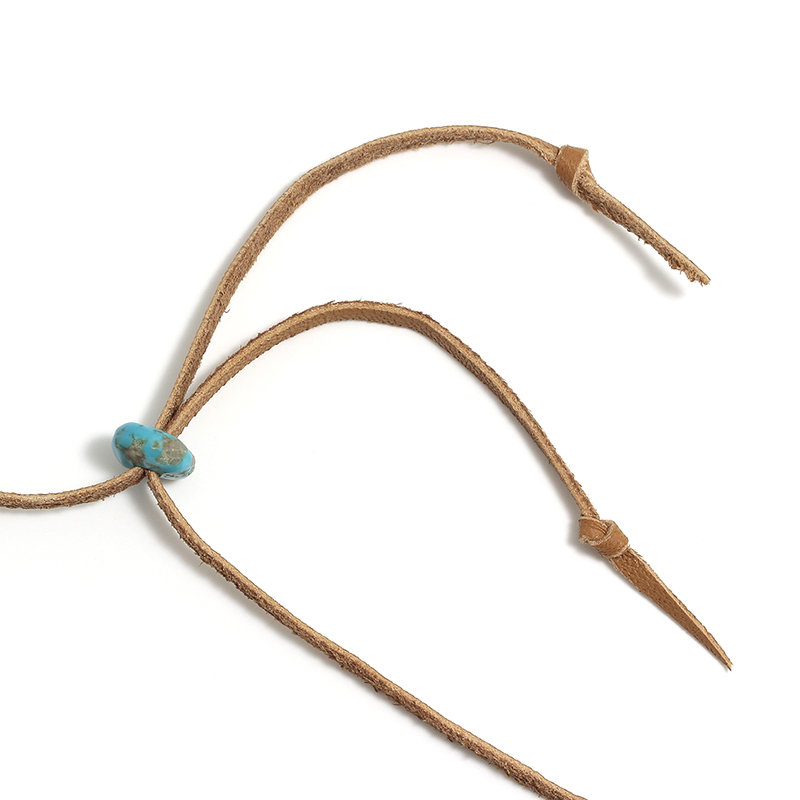 Turquoise Powder Disc Leather Necklace