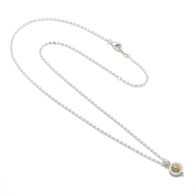 Tiny Bramanda Necklace Silver w/18K Bead
