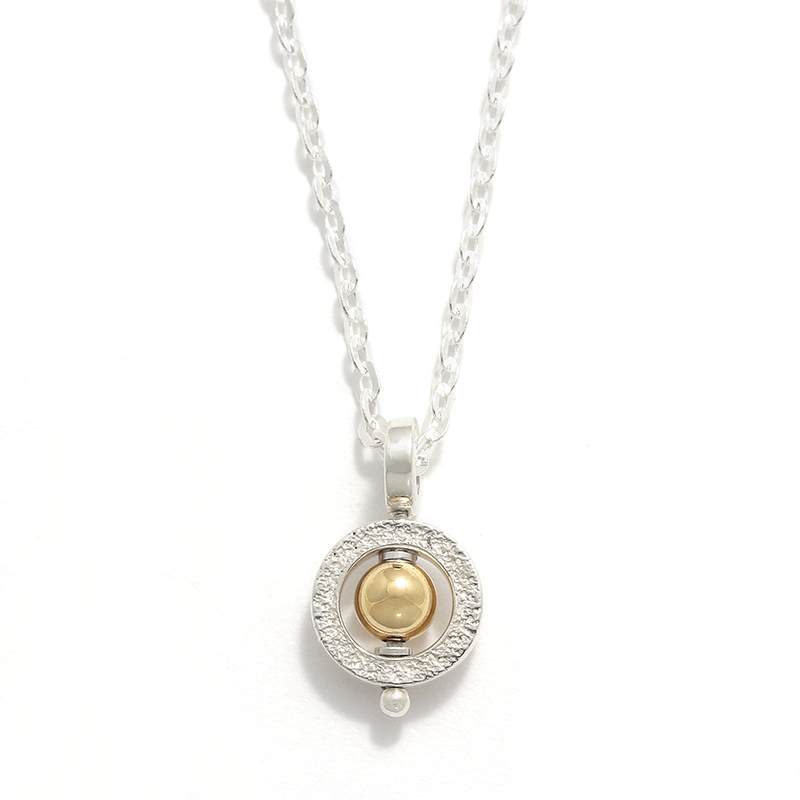 Tiny Bramanda Necklace Silver w/18K Bead