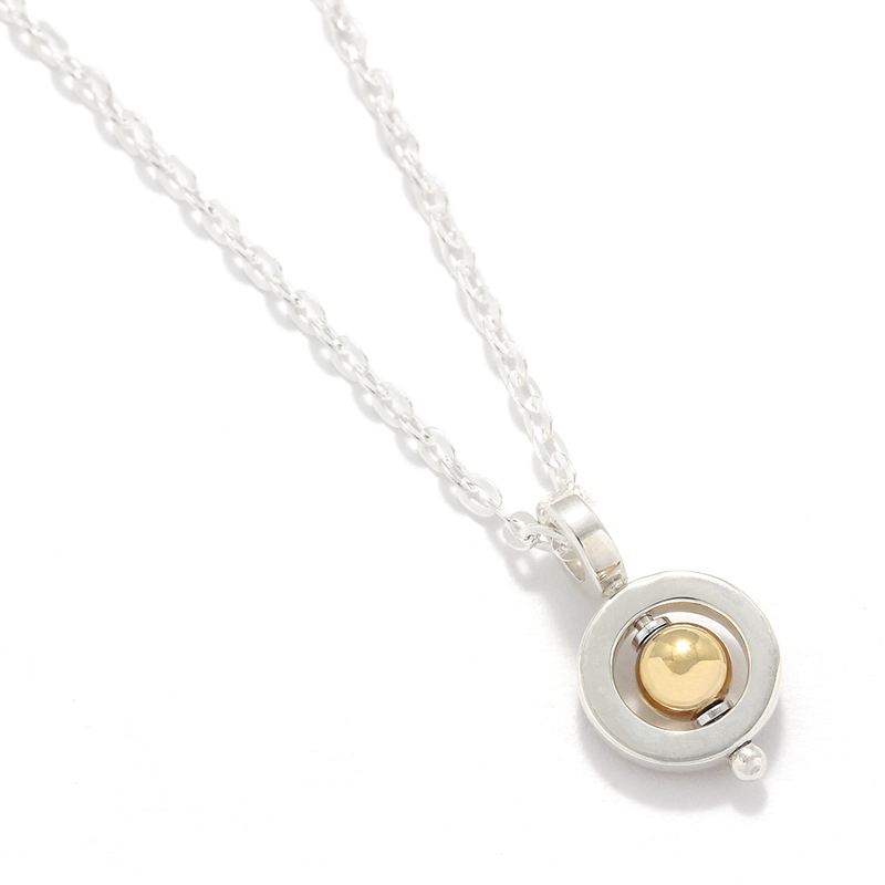 Tiny Bramanda Necklace Silver w/18K Bead