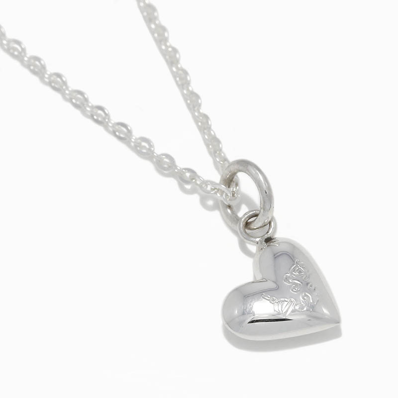 Smooth Heart Charm Necklace / All Silver