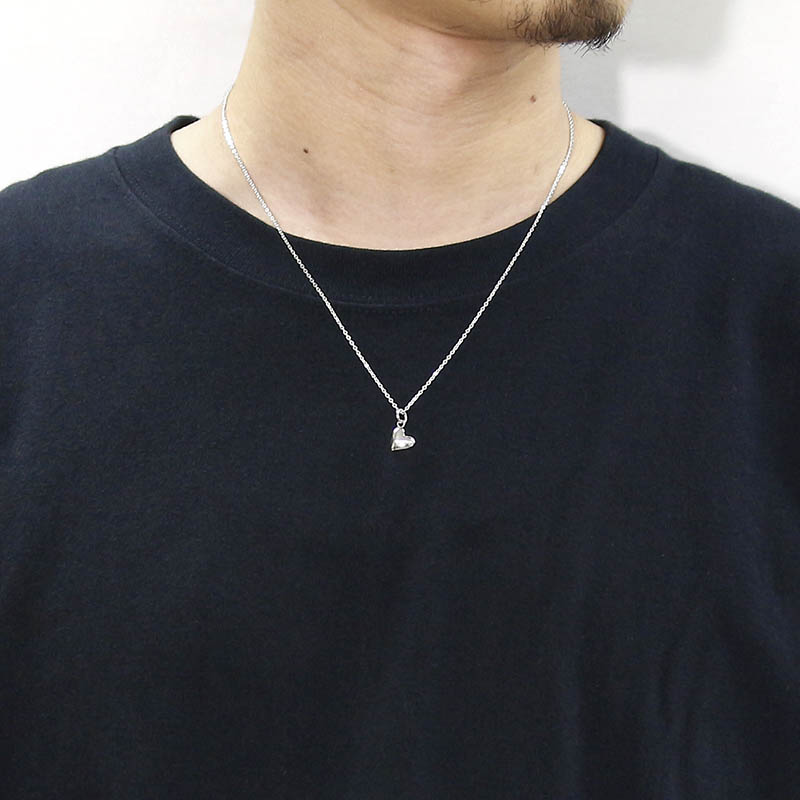 Smooth Heart Charm Necklace / All Silver