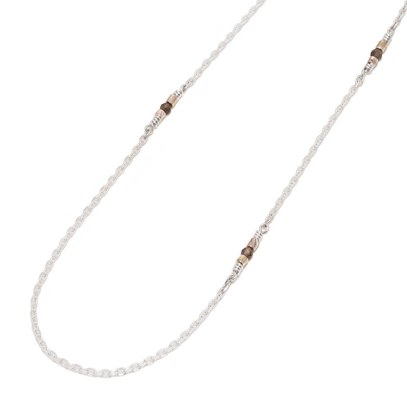 MOKUME Slice Beads Chain Necklace w/Smoky Quartz
