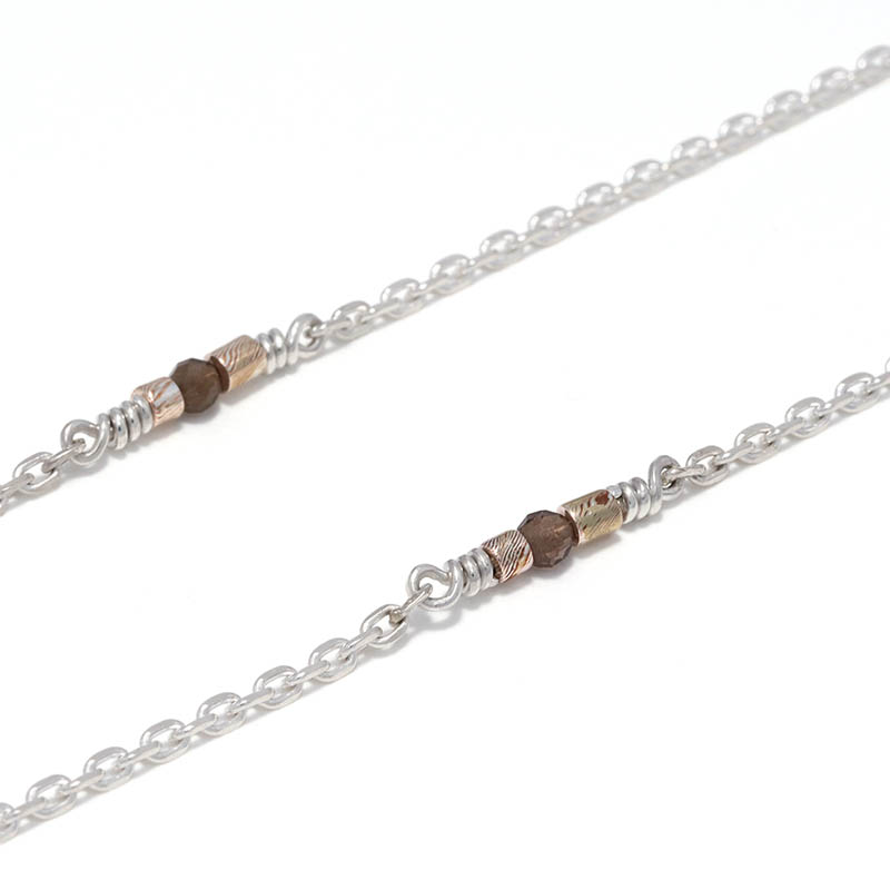 MOKUME Slice Beads Chain Necklace w/Smoky Quartz