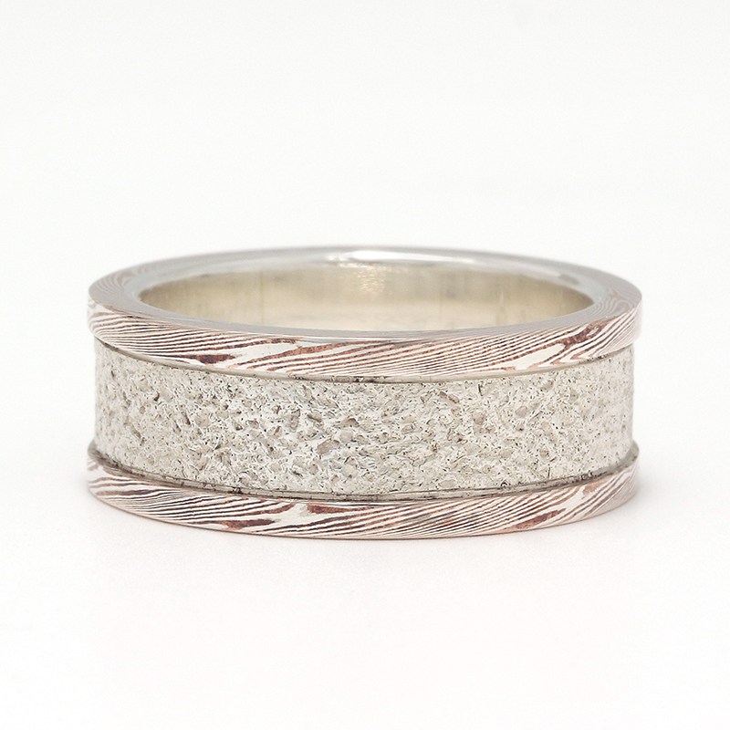 MOKUME Border Sandblast Ring