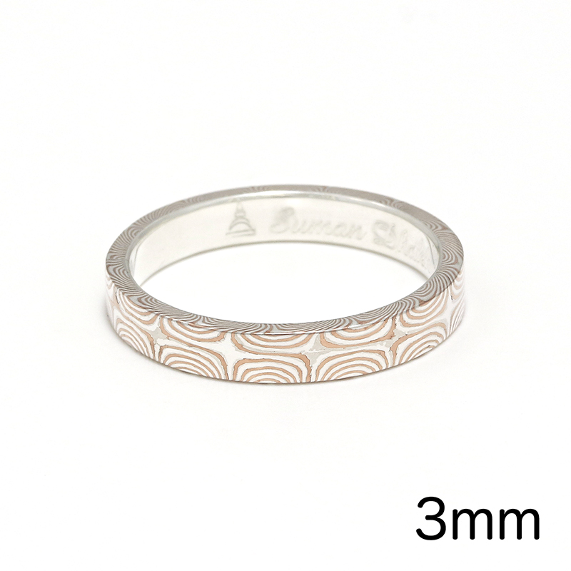 Star Pattern MOKUME Flat Band Ring