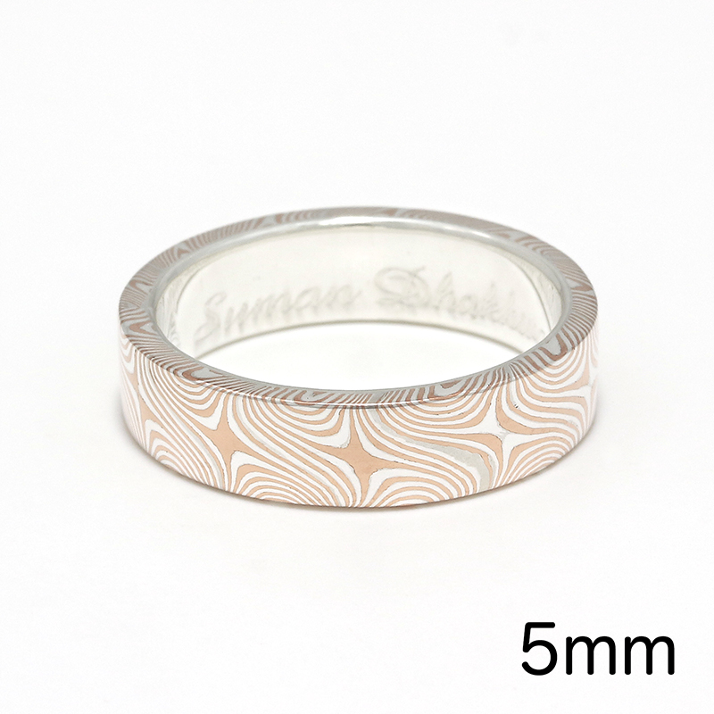 Star Pattern MOKUME Flat Band Ring