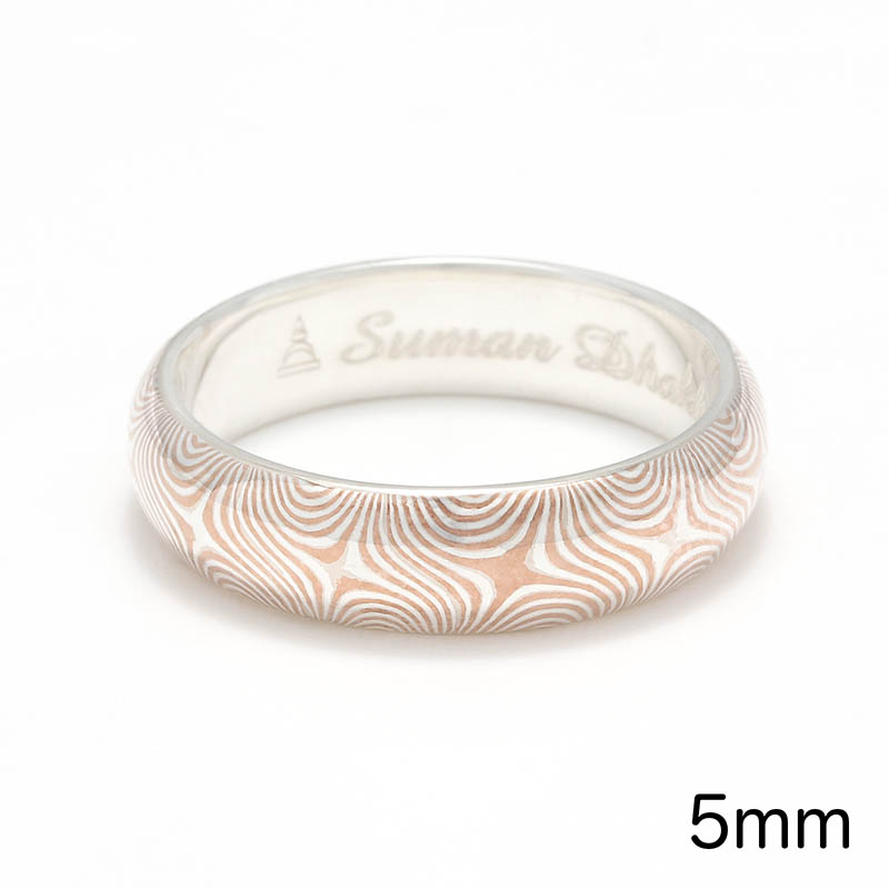 Star Pattern MOKUME Round Ring