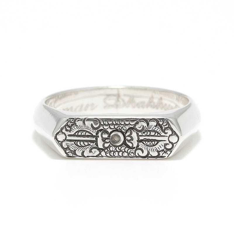 Narrow Dorje Carved Signet Ring