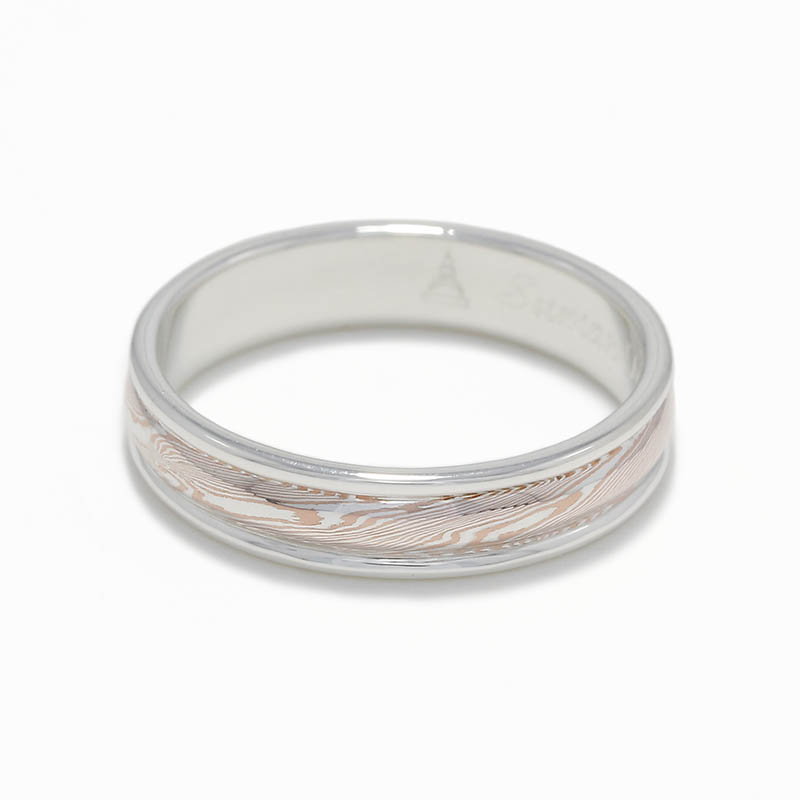 Silver Border MOKUME Ridge Ring