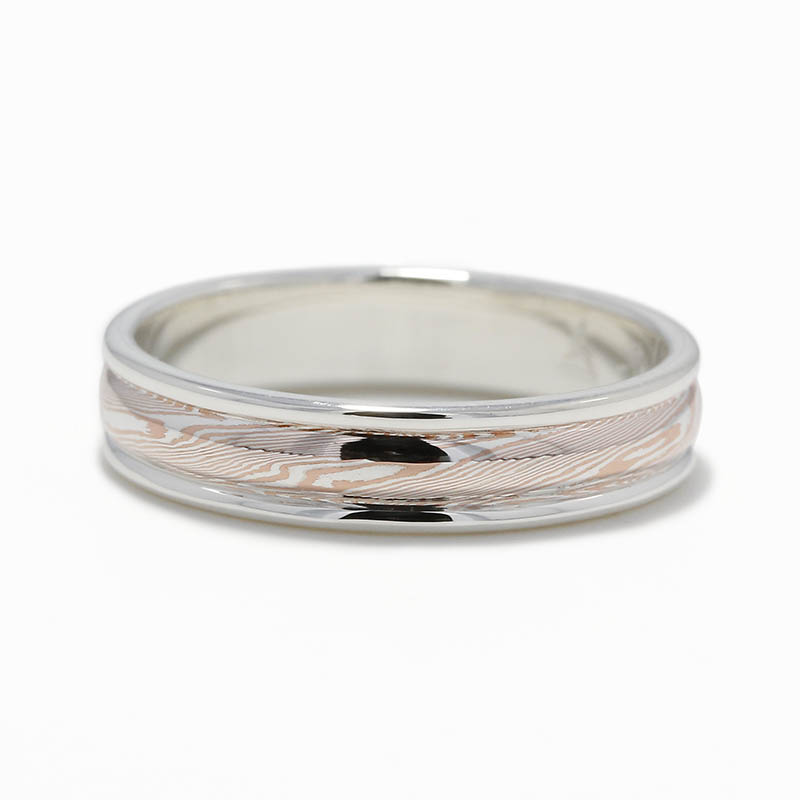 Silver Border MOKUME Ridge Ring