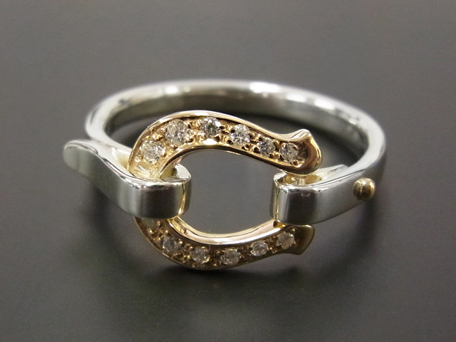 Horseshoe Band Ring - Silver&K18Yellow Gold w/Diamond（ホースシューバンドリング -  シルバー&K18イエローゴールド w/ダイヤモンド） SYMPATHY OF SOUL（シンパシーオブソウル）