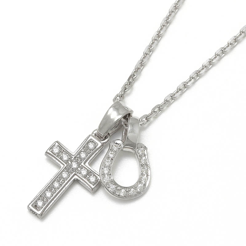 S.O.S fp恵比寿本店、WEB限定 Small Gravity Cross Necklace w/Horseshoe - Silver w/CZ
