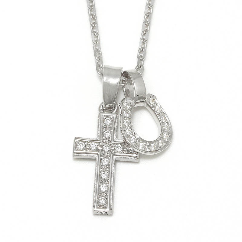 S.O.S fp恵比寿本店、WEB限定 Small Gravity Cross Necklace w/Horseshoe - Silver w/CZ