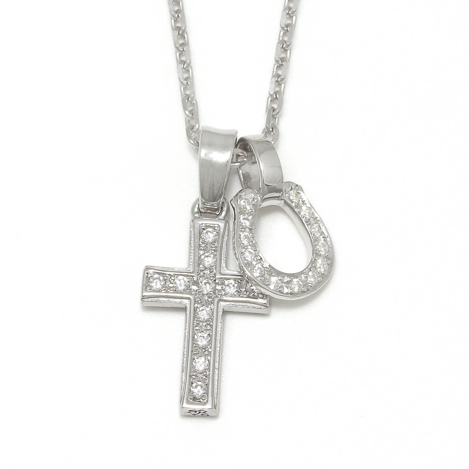 SYMPATHY OF SOUL（シンパシーオブソウル） S.O.S fp恵比寿本店、WEB限定 Small Gravity Cross  Necklace w/Horseshoe - Silver w/CZ（スモールグラビティクロスネックレス w/ホースシュー シルバー w/CZ）