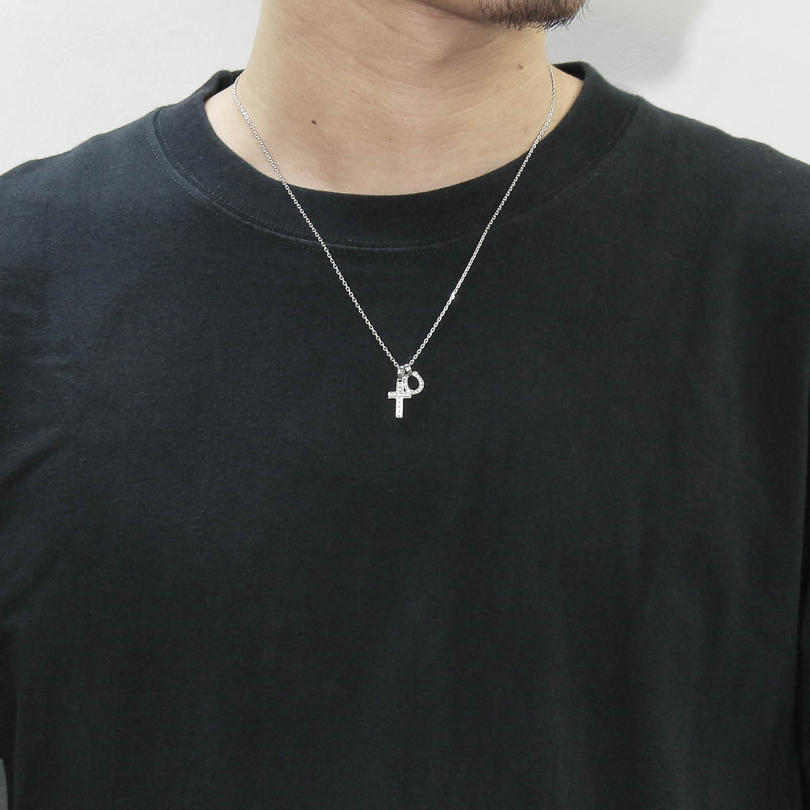 S.O.S fp恵比寿本店、WEB限定 Small Gravity Cross Necklace w/Horseshoe - Silver w/CZ
