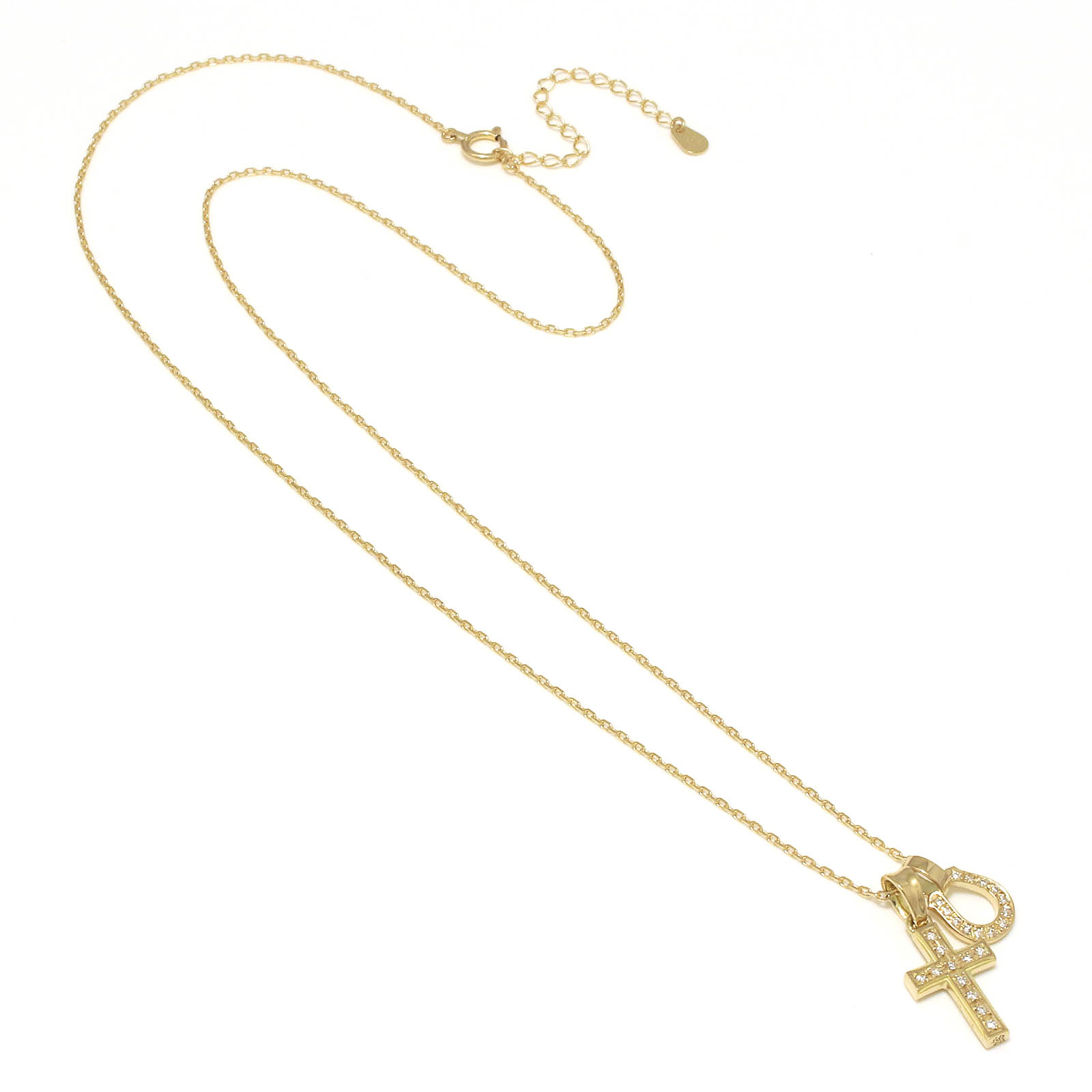 S.O.S fp恵比寿本店、WEB限定 Small Gravity Cross Necklace w/Horseshoe - K18Yellow Gold w/Diamond