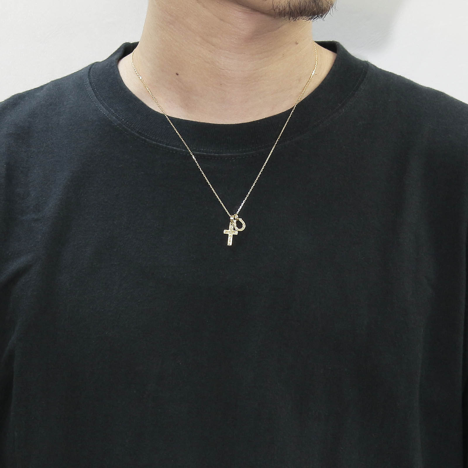 S.O.S fp恵比寿本店、WEB限定 Small Gravity Cross Necklace w/Horseshoe - K18Yellow Gold w/Diamond
